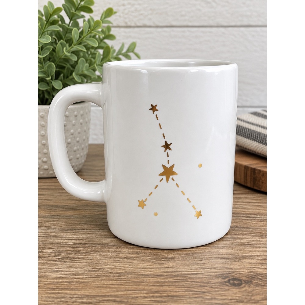 Rae Dunn Cancer Zodiac Constellation Mug Gold Lettering Artisan Collection